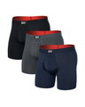 SAXX Boxershorts Multisport Mesh Boxer Brief Fly Logo grau/schwarz/dunkelblau Herren - 3 Stück